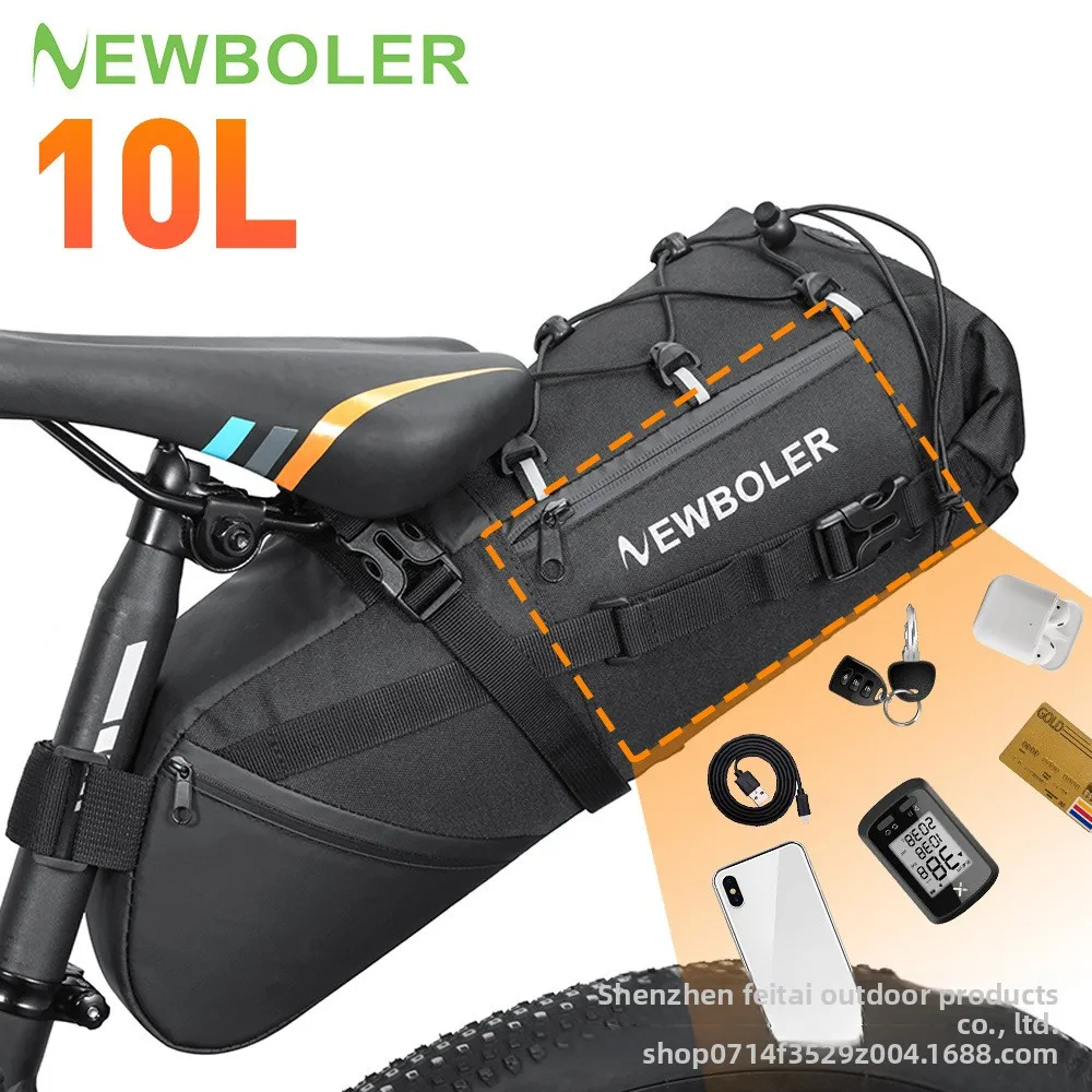 

NEWBOLER Bike Bag Waterproof 10L Large Capacity Bicycle Saddle Bag Cycling Foldable Tail Rear Bag MTB Road Trunk Bikepacking
