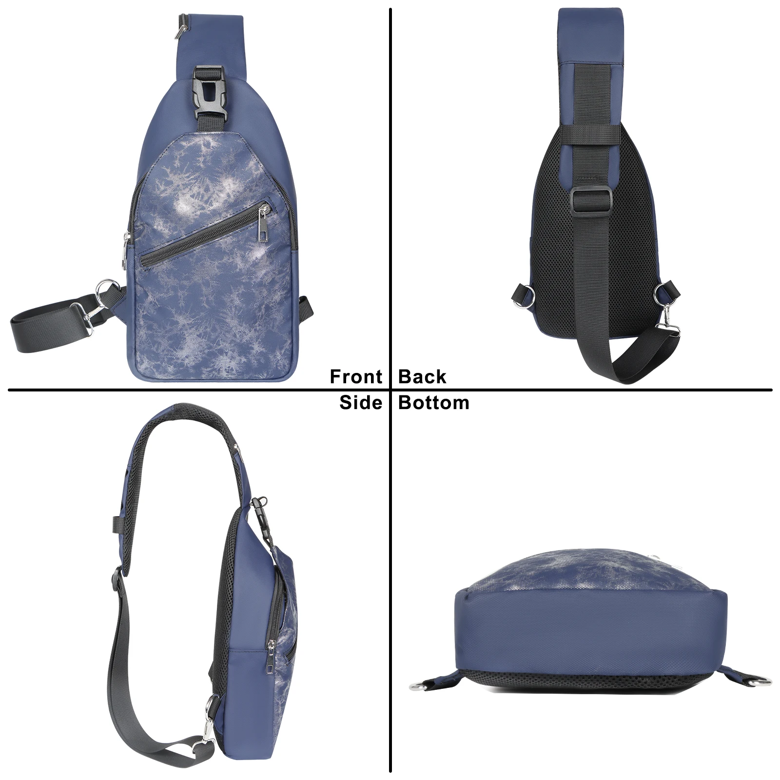 حقيبة صدر للرجال قابلة للتخصيص، أنيقة من ثلاث طبقات مضادة للسرقة، حقيبة كروس كاجوال من النايلون، حقيبة كتف ذات سعة كبيرة لمكتب السفر #2