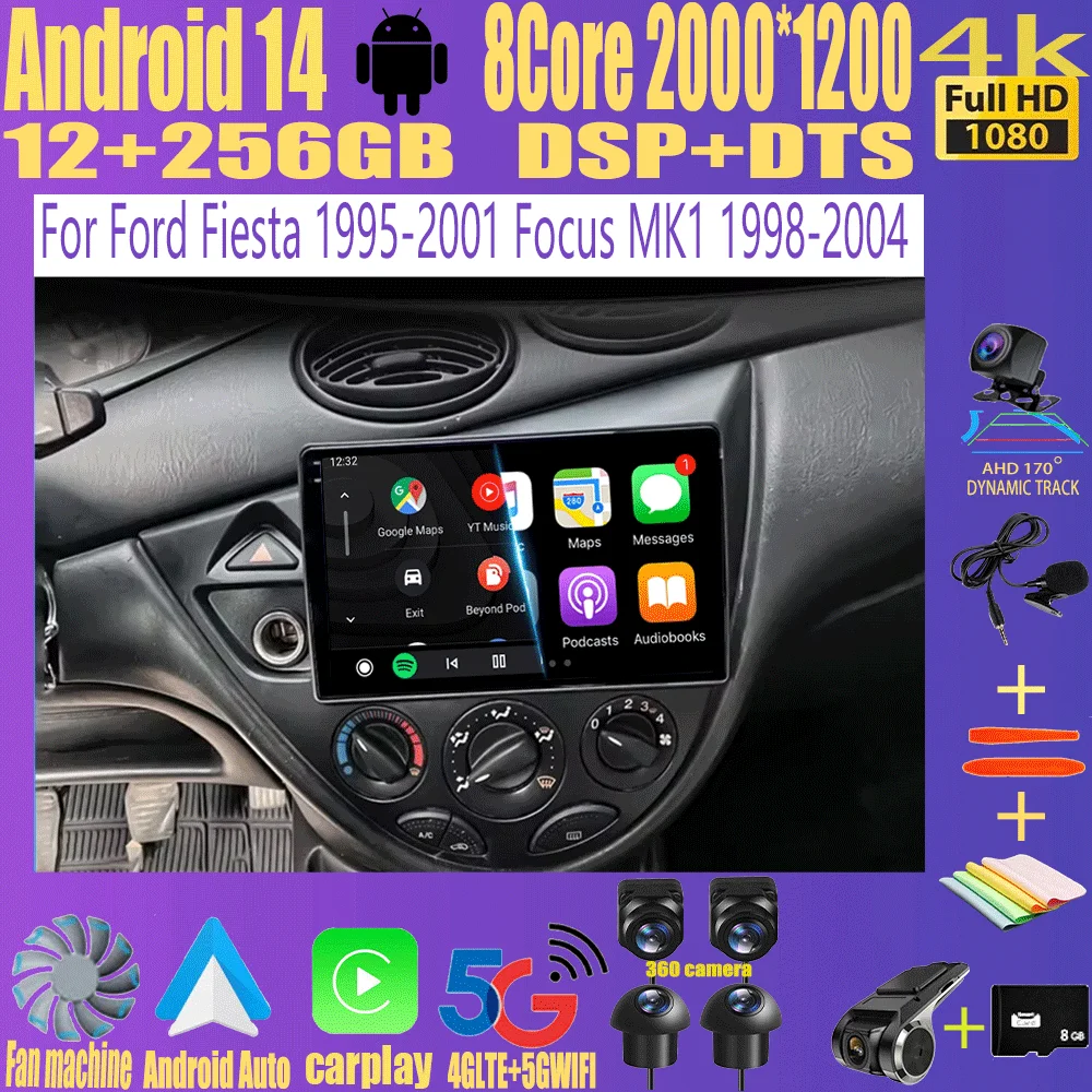 

9“ Android 13 For Ford Fiesta 1995-2001 Focus MK1 1998-2004 7 Inch Multimedia Car Radio Stereo Carplay Autoradio Head Unit Auto