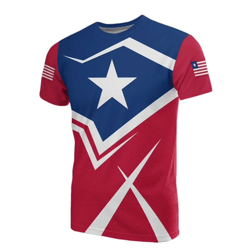 Liberia Men's T-Shirt Summer Short Sleeve LR National Emblem Flag 3D Print Fashion Round Neck Sports Fitness Male Clothing Tops