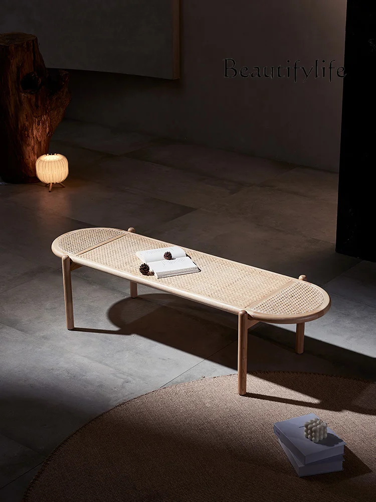 

Bed and breakfast rattan bedside stool home door Nordic shoe change creative modern simple solid wood rectangular dining stool