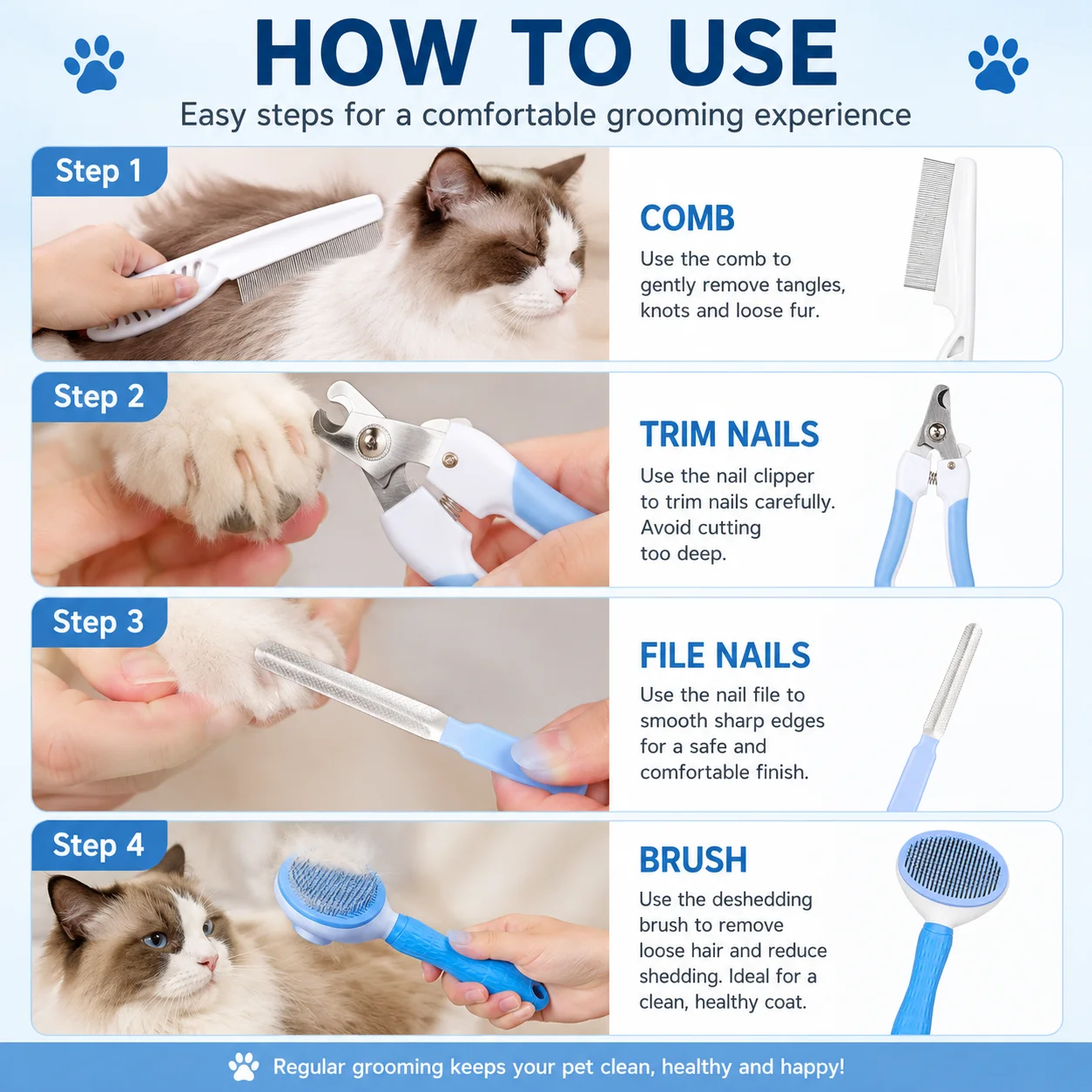4-Piece Pet Grooming Kit - product detail 4