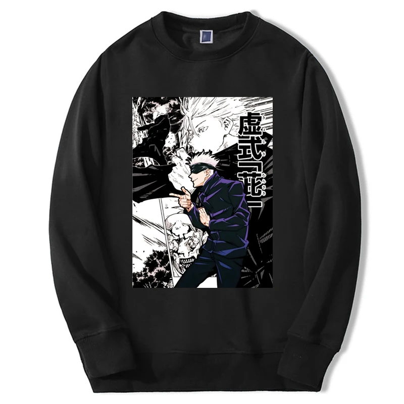 

Jujutsu Kaisen Hoodies Unisex Harajuku Streetwear Casual Round Neck Oversized Hot Anime Gojo Satoru Printed Warm Tracksuit