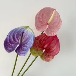 5Pcs Artificial Flowers Anthurium Realistic Flowers for Home Decoration Party Wedding Background Floral Arrangement Potted Plant
