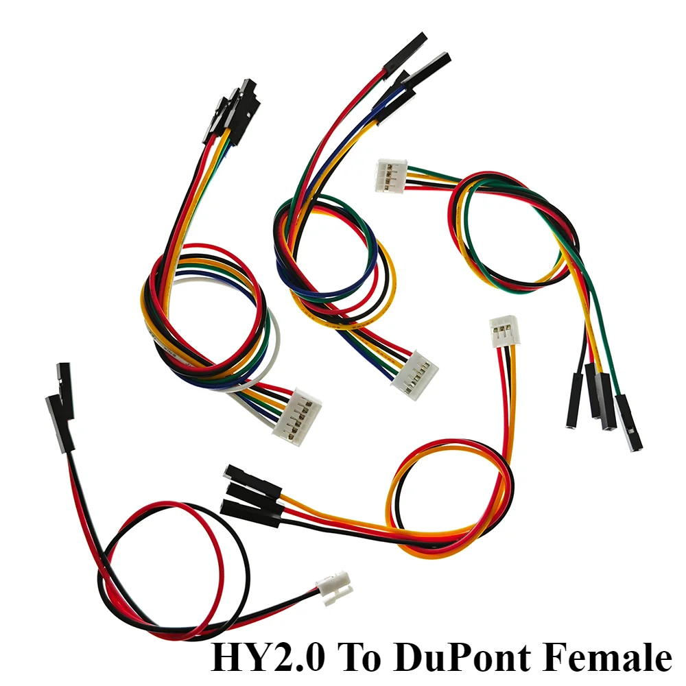 10Pcs HY2.0 to Dupont line electronic wire-2P/3P/4P/5P/6 Pin To 2.54mm Dupont Male/Female Wire Connector Color Cable