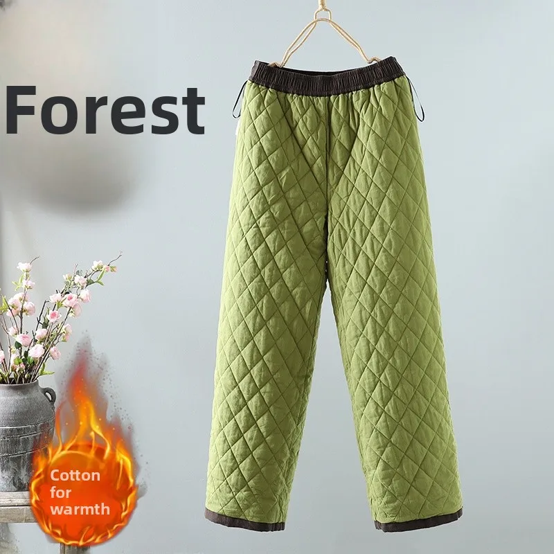 Thiened Straight Leg Pants Women's Loose Versatile Warm Simple Elastic Waist Casual Pants Autumn Winter New Sle Harlan Pants