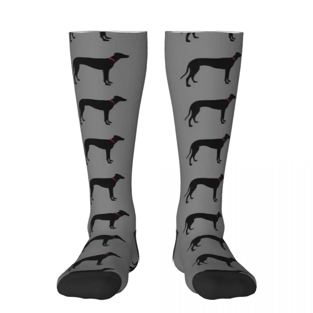 

Black sighthound silhouette with collar Socks with print Lots Socks For Girls Men's