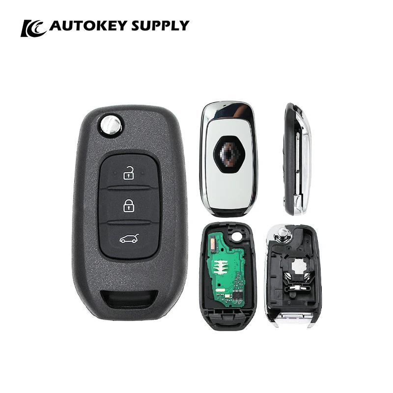 Autokeysupply AKRNC421 3 Buttons Flip Remote Key 433MHz FCC ID# CWTWB1G767 Chip ID# PCF7961M(4A Chip) (HITAG AES)  For Renault