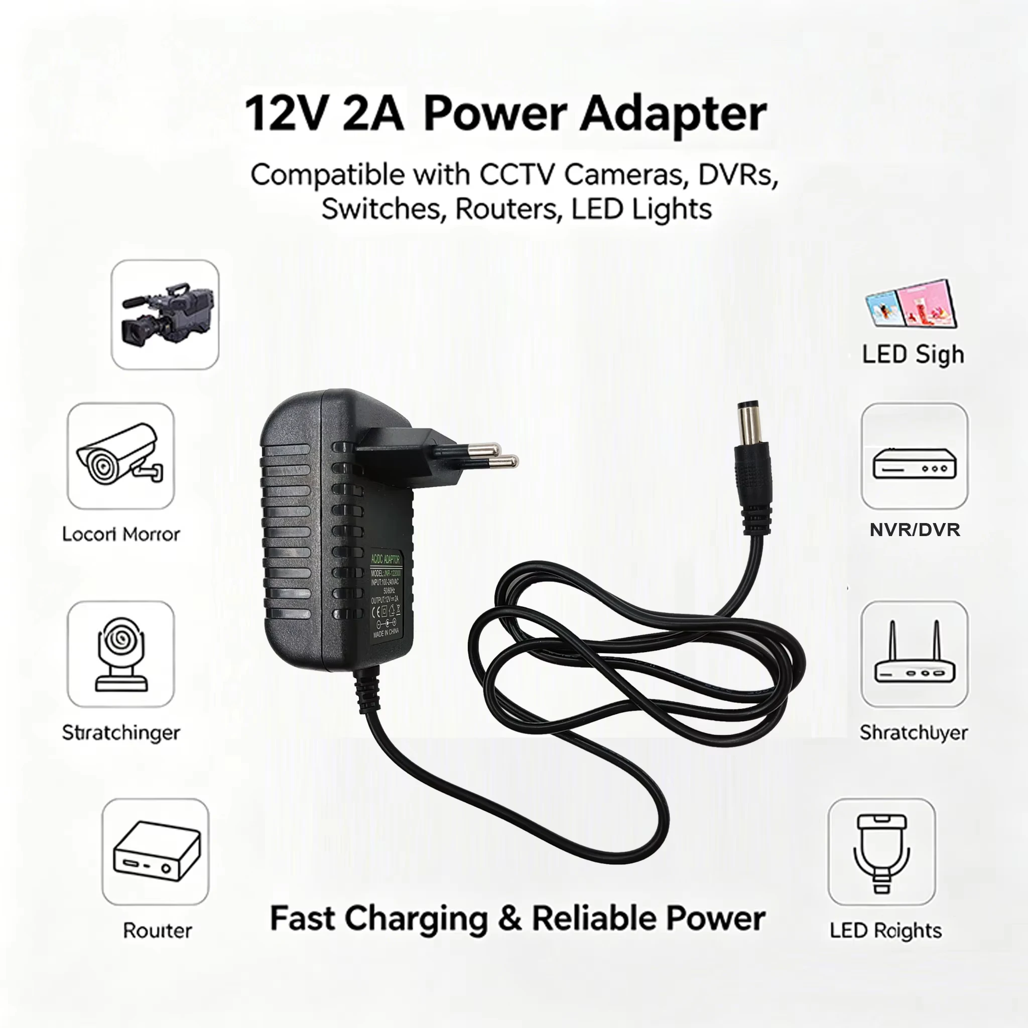 Image of DC 12V 3A Netzteil AC 100-240V Eingang Stromversorgung Ladegerät Universal-Schaltadapter Konverter-Stecker für CCTV-Kamera DVR NVR LED