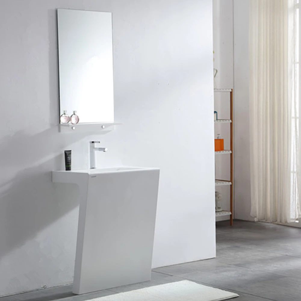 *# Hotel Project Luxury Acrylic Resin Stone Solid Surface Wash Basin with Pedestal Stand Bathroom Wash Basin Sink