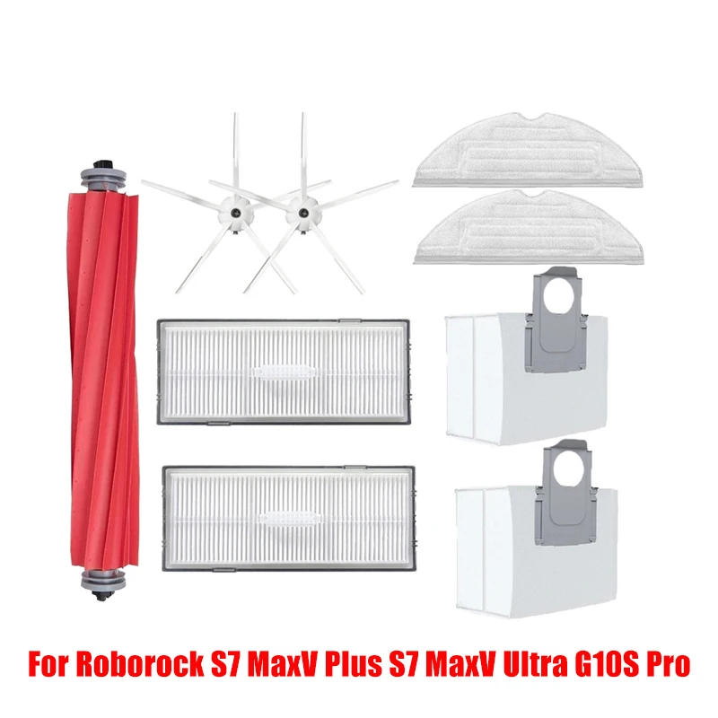 Hauptbürste, Seitenbürste, Mopp, HEPA-Filter, Staubbeutel, Reinigungsrollbürste für Roborock S7 Maxv Ultra S7 Pro Ultra Roboterstaubsauger Zubehör