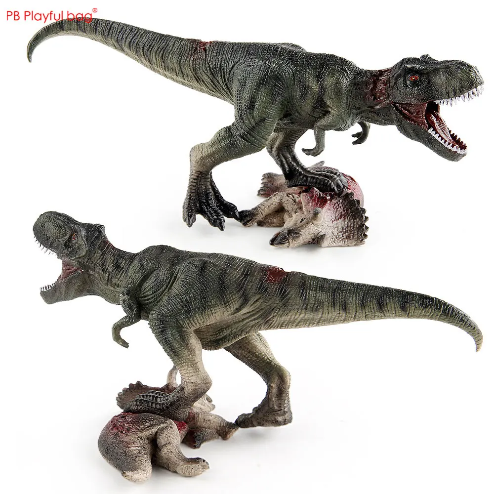 Tyrannosaurus Rex Hunting Scene PVC Model Foot Stepping On Triceratop Desktop Ornament Children Dinosaur Toys HG199