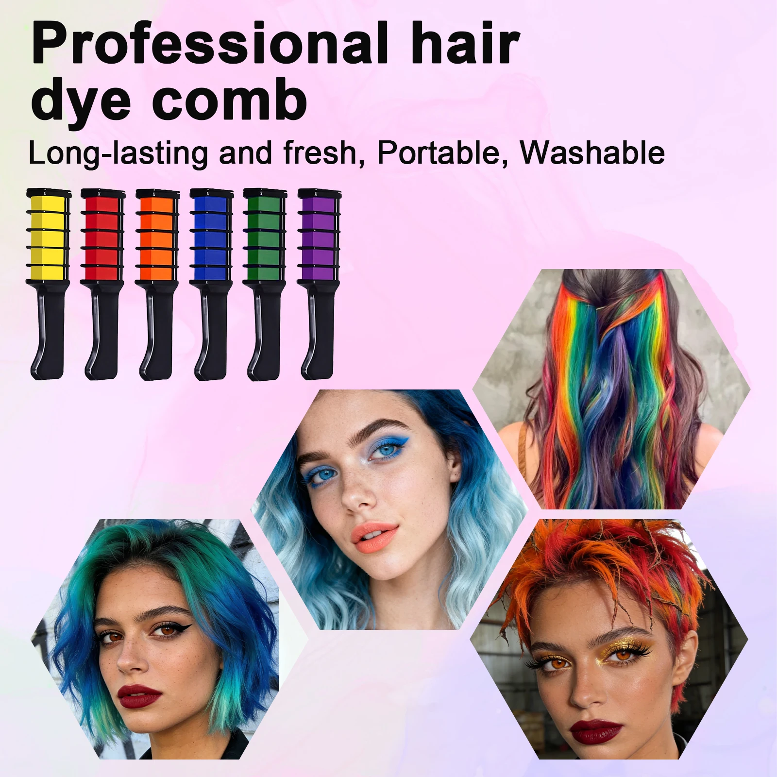 ZaiDoc 1/2 Pcs 6 Colors Hair Dye Comb Temporary Root Touch Up Gray Hair Coverage Dyeing Brush Portable Easy to Clean Dustproof Easy to Use Hair Color Comb for Women Men Home Travel Parties Festivals