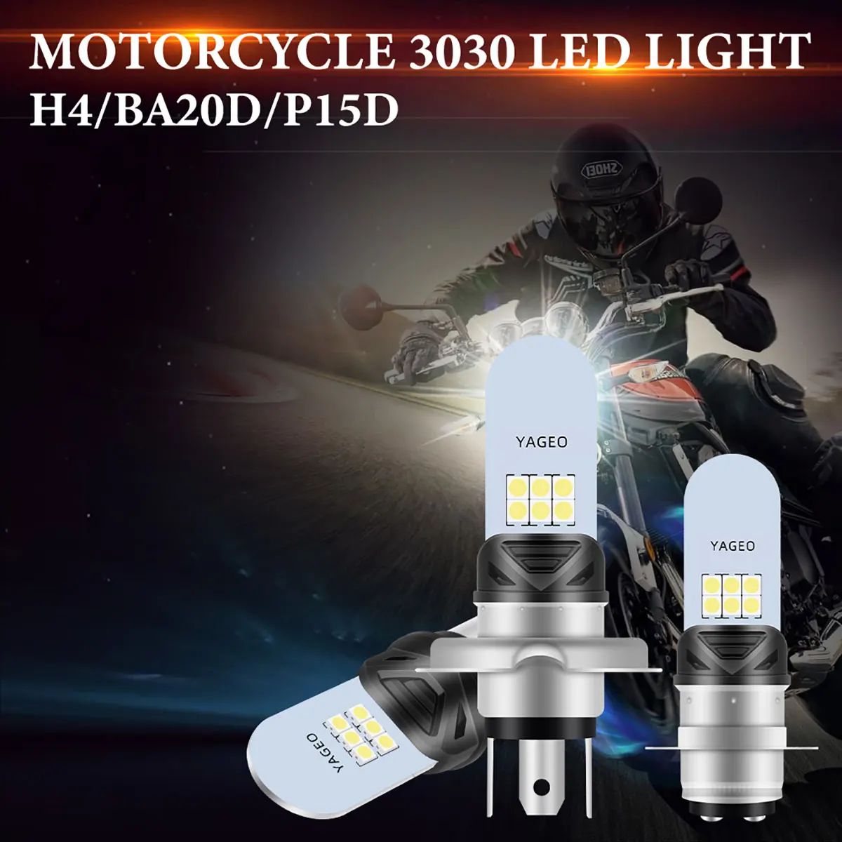 1PCS H4 BA20D H6 P15D LED Bulbs Motorcycle LED Headlight Single Face 6smd 3030Chip 6000K White Universal DRL Driving Lamp
