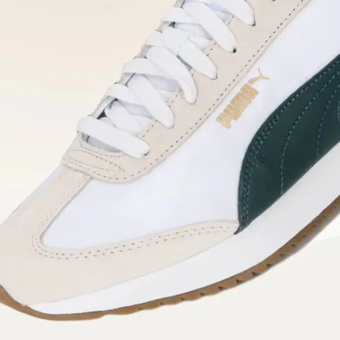 Puma Retro Casual Sneakers 392901-07 White Green Gold Suede Nylon T-Toe Reinforced Heel Lightweight Daily Trainers