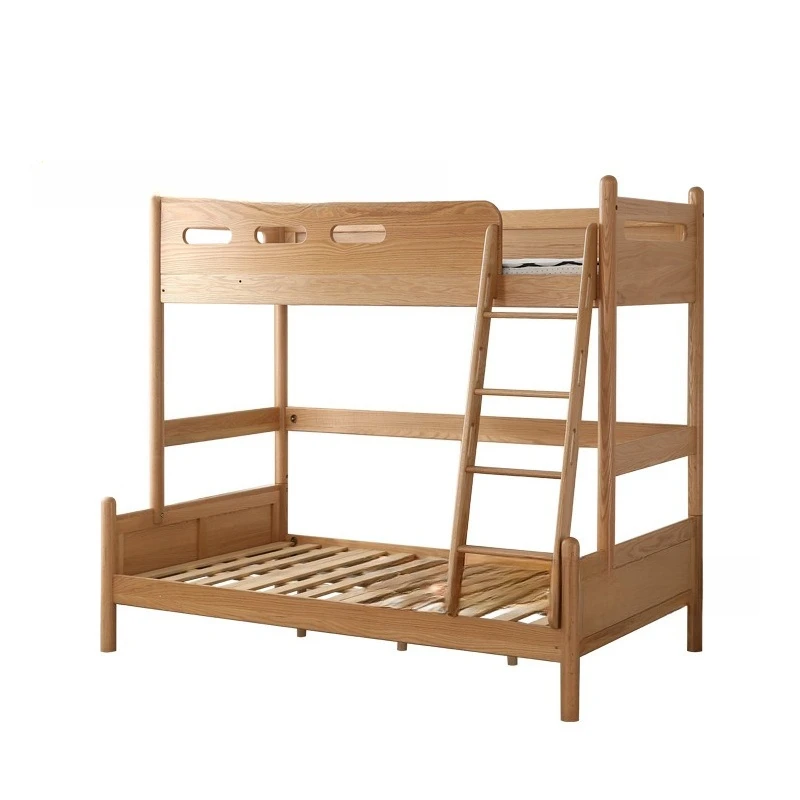 

All solid wood high and low bed Nordic oak bunk children's bed Modern simple bunk Mother and child