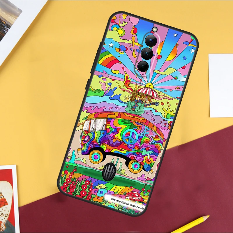 Hippy Peace Bus Cat Case For ZTE Nubia Red Magic 8S Pro 8 Pro 9 Pro Plus RedMagic 6 7 6S 7S Pro 5S 5G 6R Coque