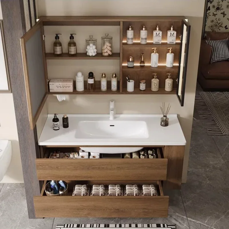 Ceramic Integrated Basin Medium Antique Combination Bathroom Cabinet Toilet Washstand Face Wash Basin Cabinets Organizer Closet