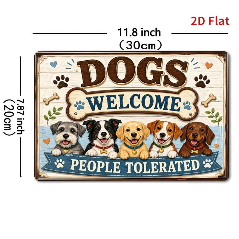 CIFBUY Rustic 2D Flat Aluminum Wall Art Waterproof Durable Dog Quote Plaque Porch Kennel Decor