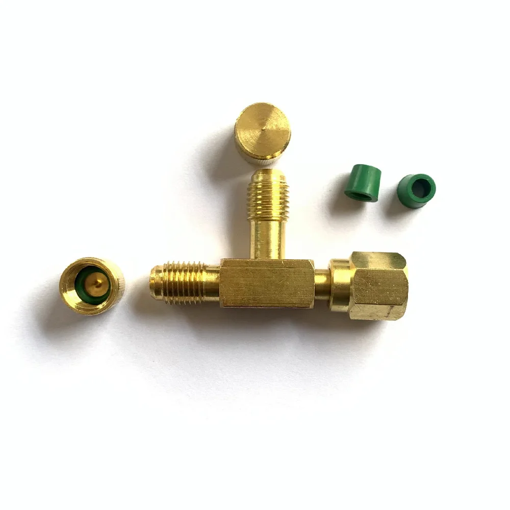 Air Conditioning Refrigeration Equipment 3-way Valve Liquid Filling Tool Leak Detection Valve Copper with Sealing Cap