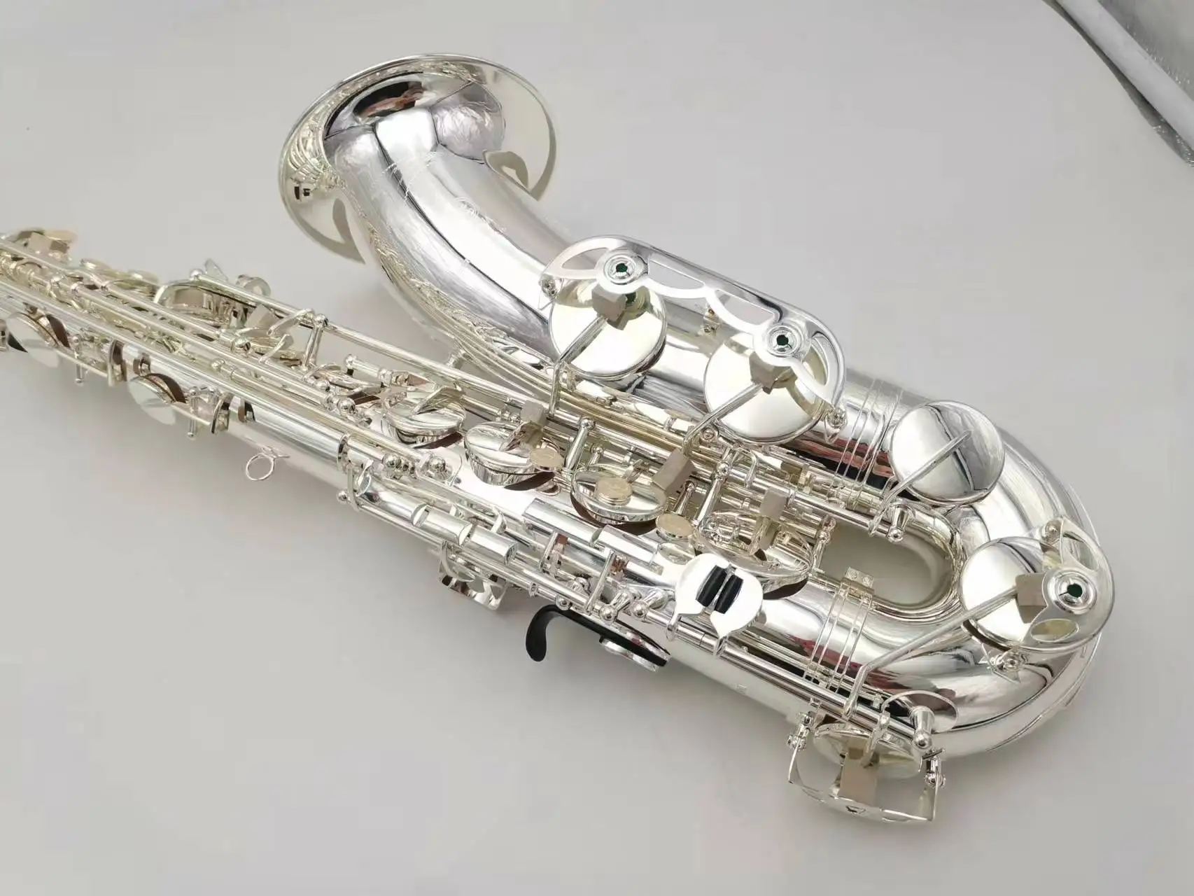Nueva saxofón Tenor, laca plateada, saxofón Tenor profesional con estuche, boquilla para el cuello