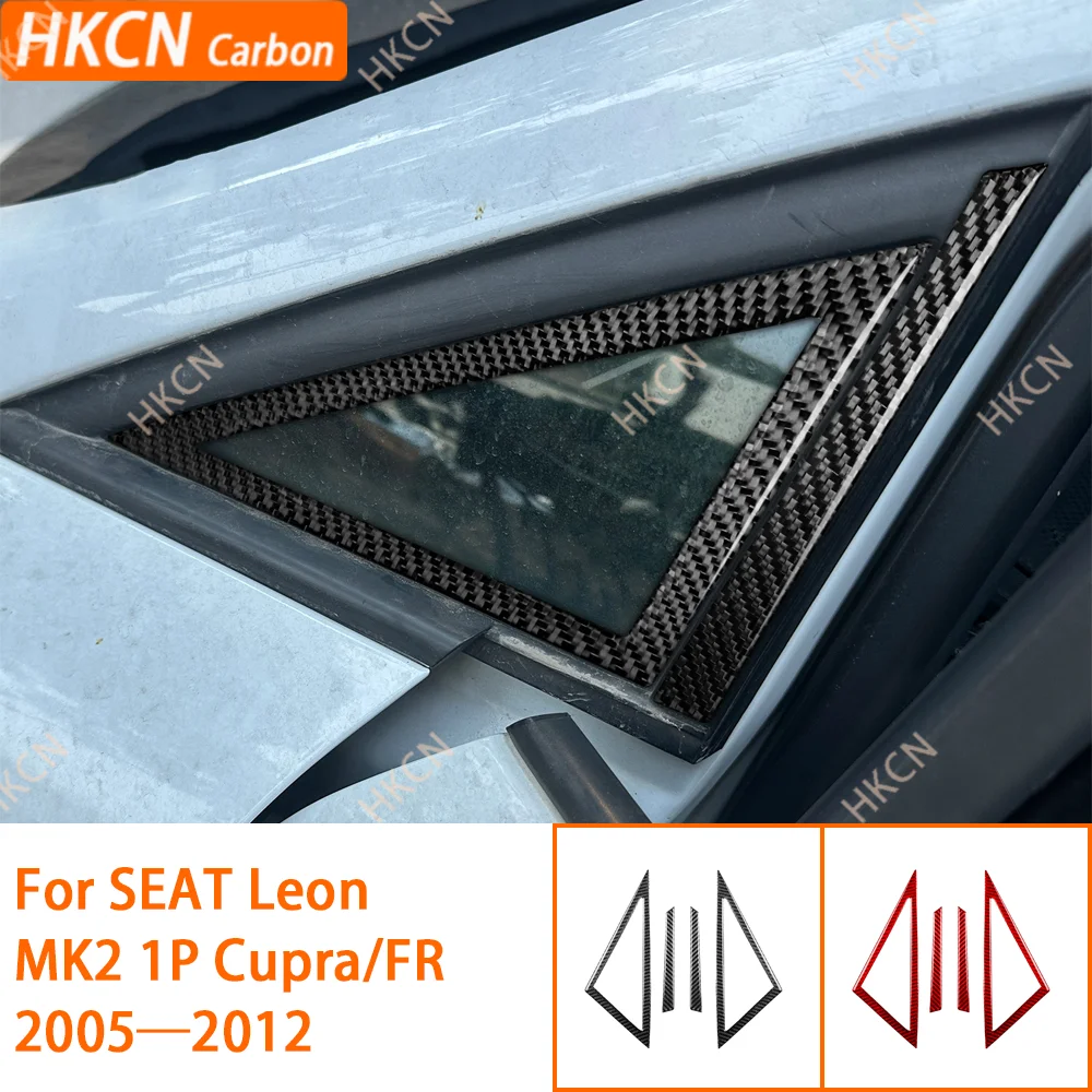 

For SEAT Leon MK2 1P Cupra FR 2005—2012 Outer A-pillar Door Post Panel Exterior Trim / 3K Carbon Fiber+Resin / 3mm Antiscratch