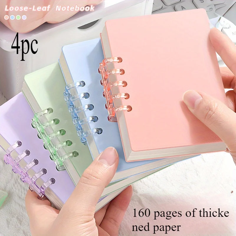4pcs/set A7 Portable Pocket Notebooks 80 Sheets Binder Loose-Leaf Square Notepad Inner Page Memo Pad Diary Book Gifts for Kids