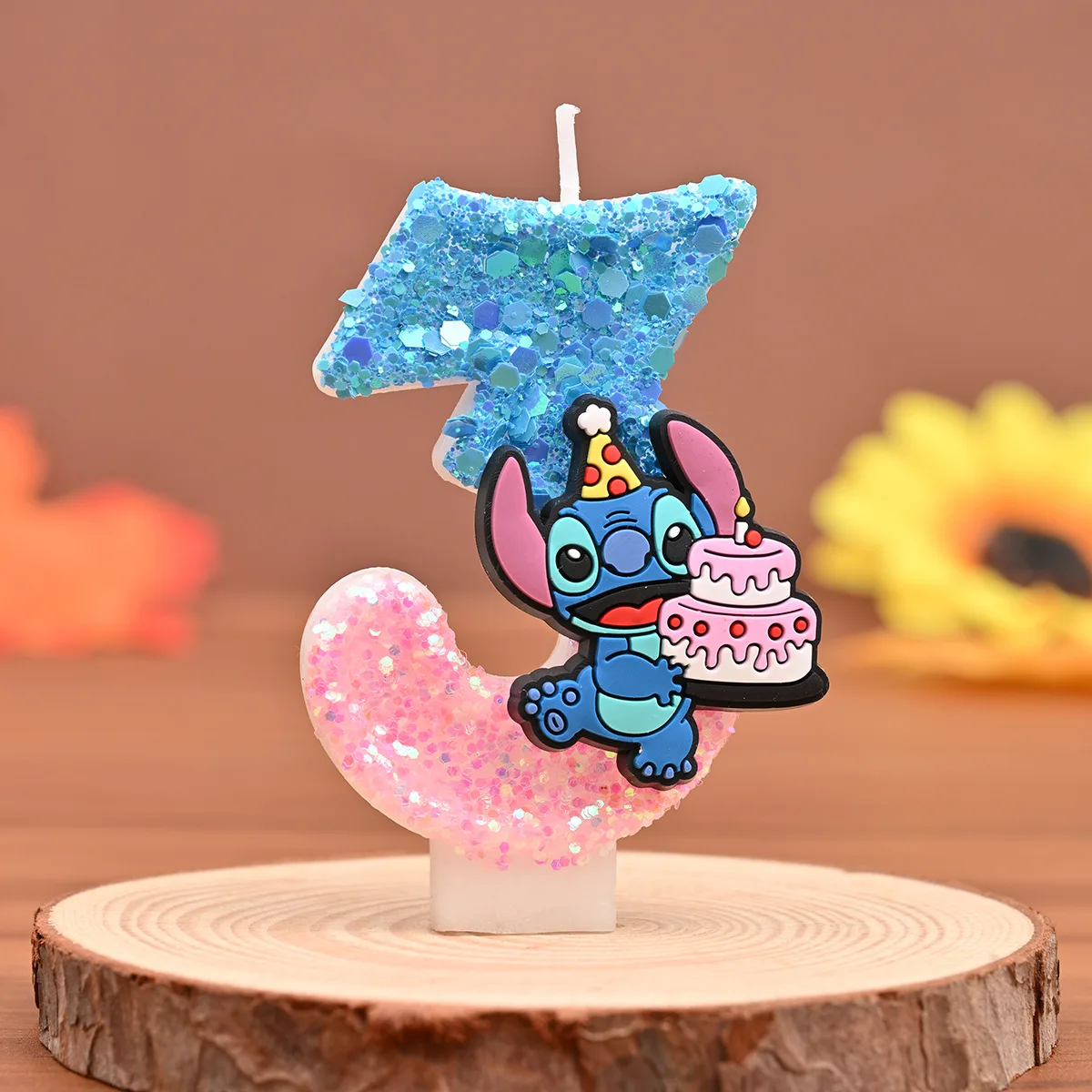 Prince Stitch Digital Candle Super Sequins Birthday Cake Plugin Holiday Atmosphere Decoration