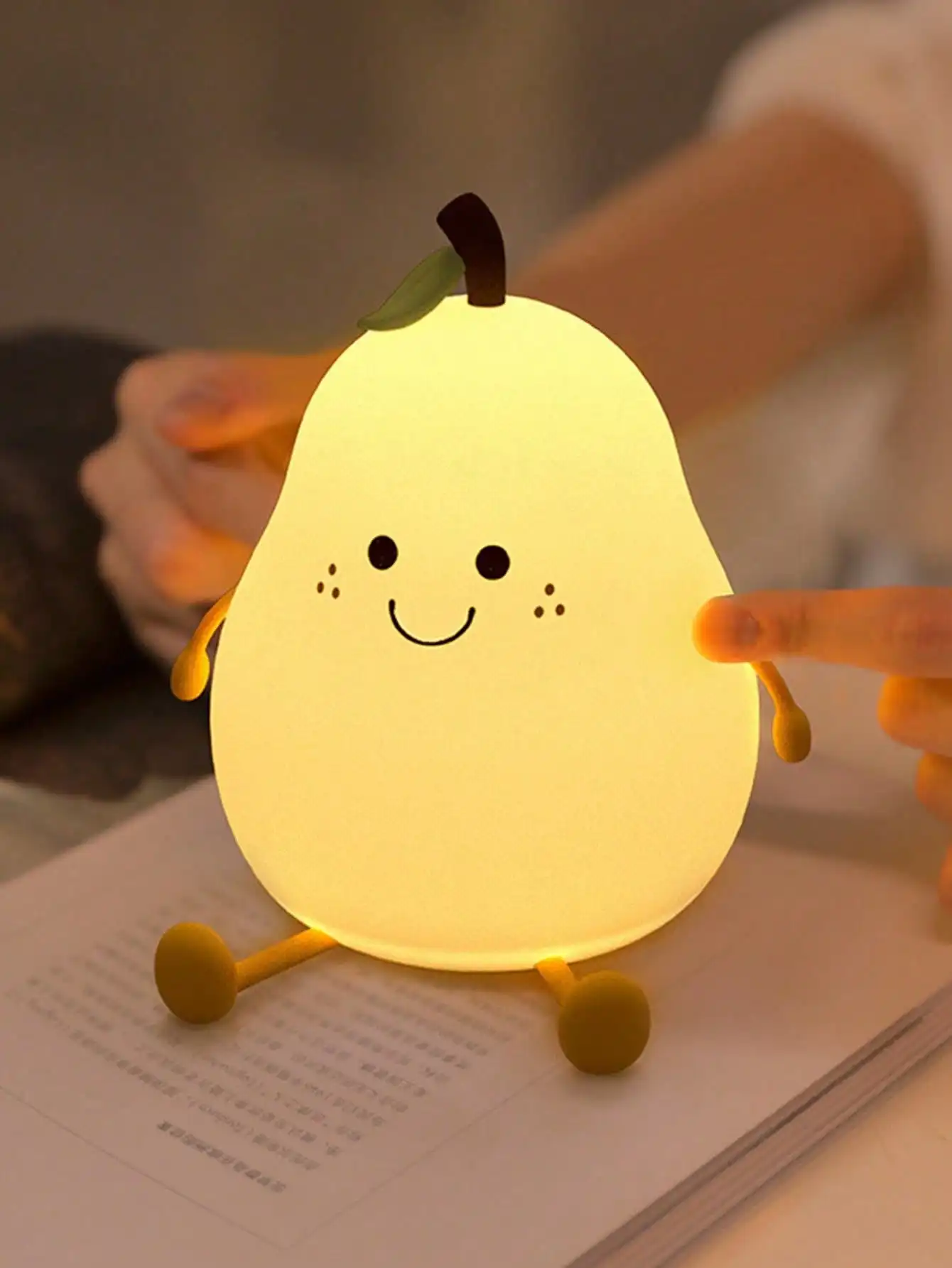 Charming Pear-Shaped LED Night Light – USB Rechargeable Dimmable Touch Gift for Home & Holidays