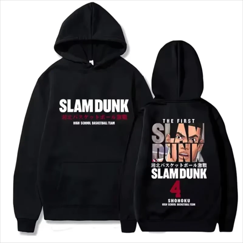 Anime Slam Dunk Hoodies de lã, pulôver casual com capuz, streetwear Hip Hop, moletons, Sakuragi Hanamichi Print Tops, outono