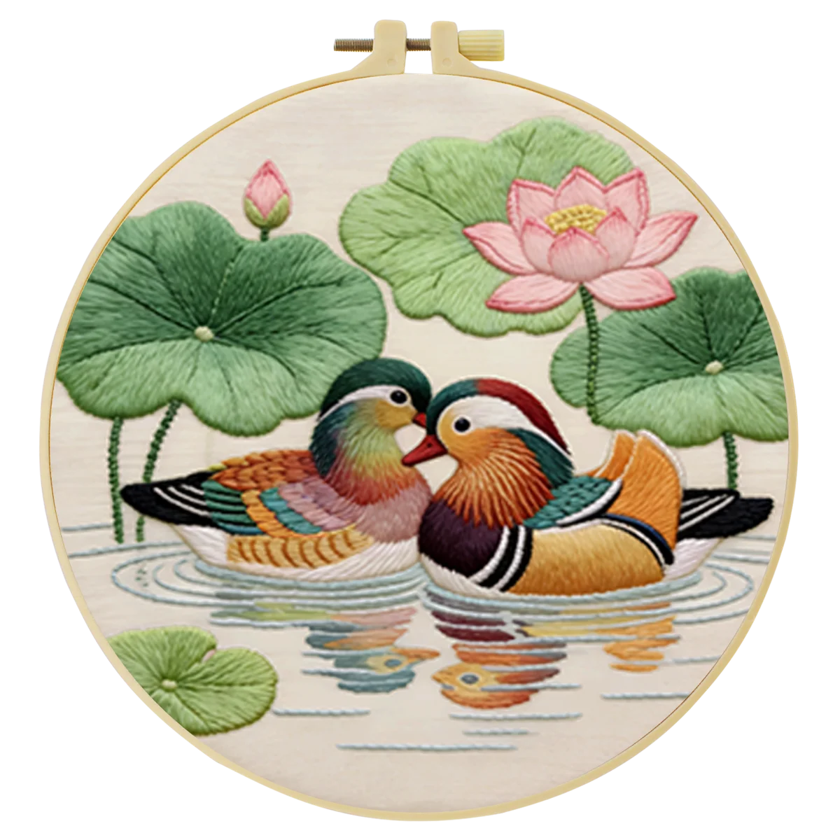 1 Stück 20x20 cm/15x15 cm 7,87/6,3 Zoll Mandarin-Enten Stickerei Starter-Kit DIY-Kit Stickerei-Set für Anfänger – Detail 2