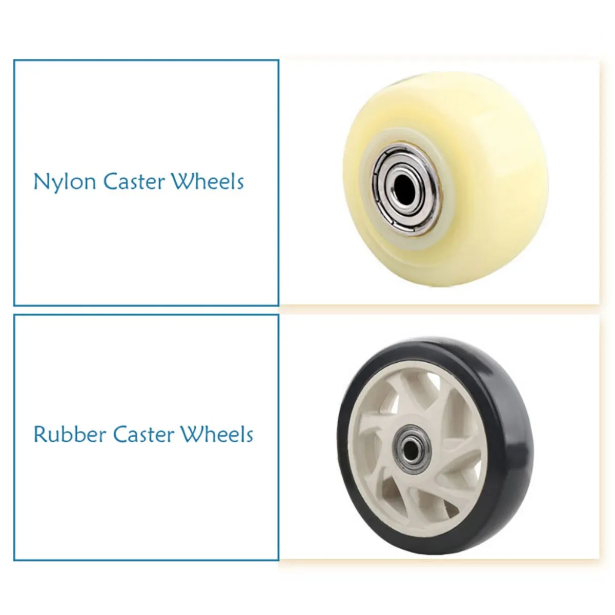 1-10Pcs Rubber/Nylon Replacement Caster Wheels With Double Bearings High Load Capacity Wear Resistance Furniture Wheels