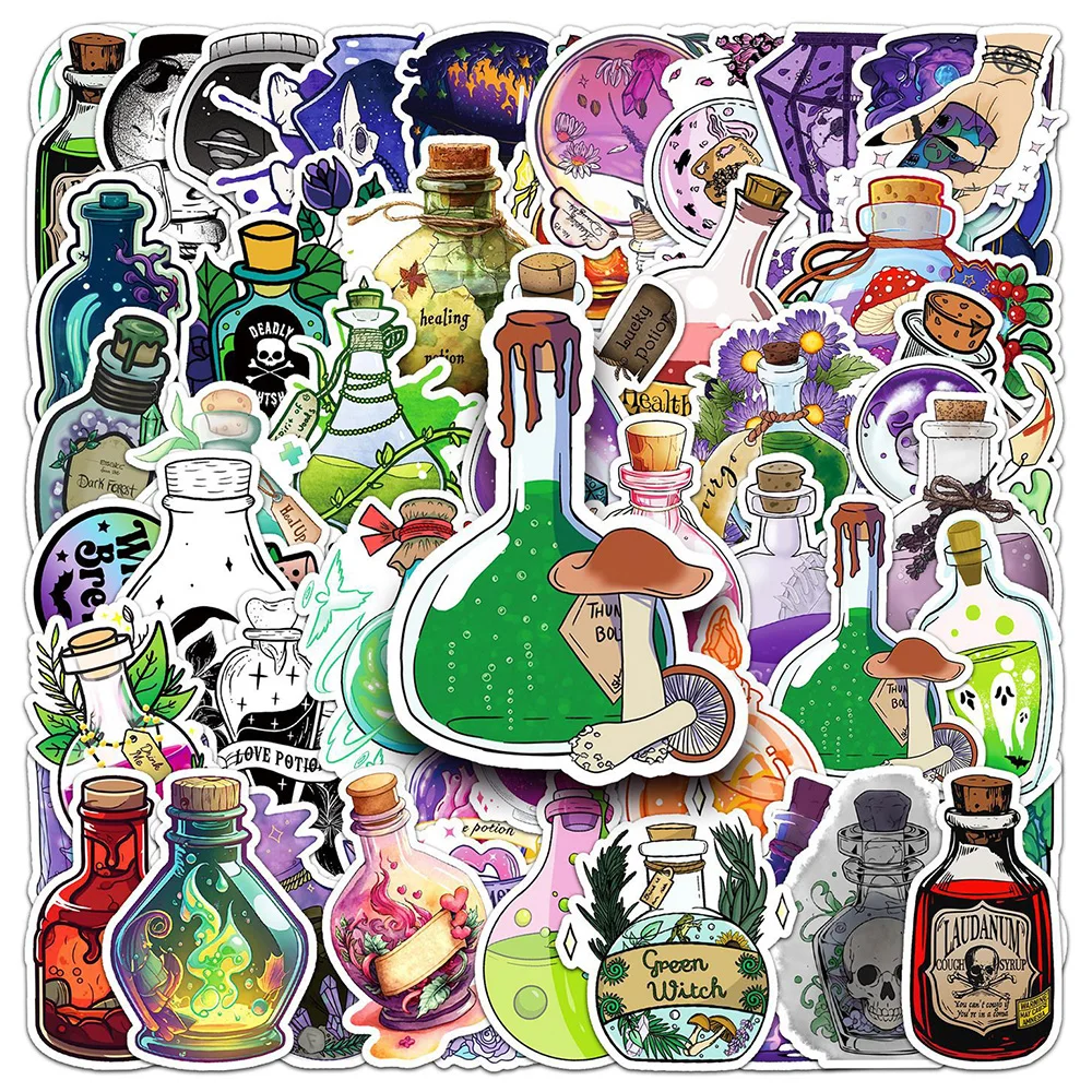 10/30/50pcs Magic Potion Apothecary Stickers Cool Gothic Cartoon Decals Water Bottle Phone Case Notebook Graffiti Sticker Decor