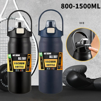 800-1500ML 304 Stainless Steel Thermal Mug Outdoor Thermos Bottle Portable Tumbler Vacuum Flasks Cold&Hot Straw Water Bottle