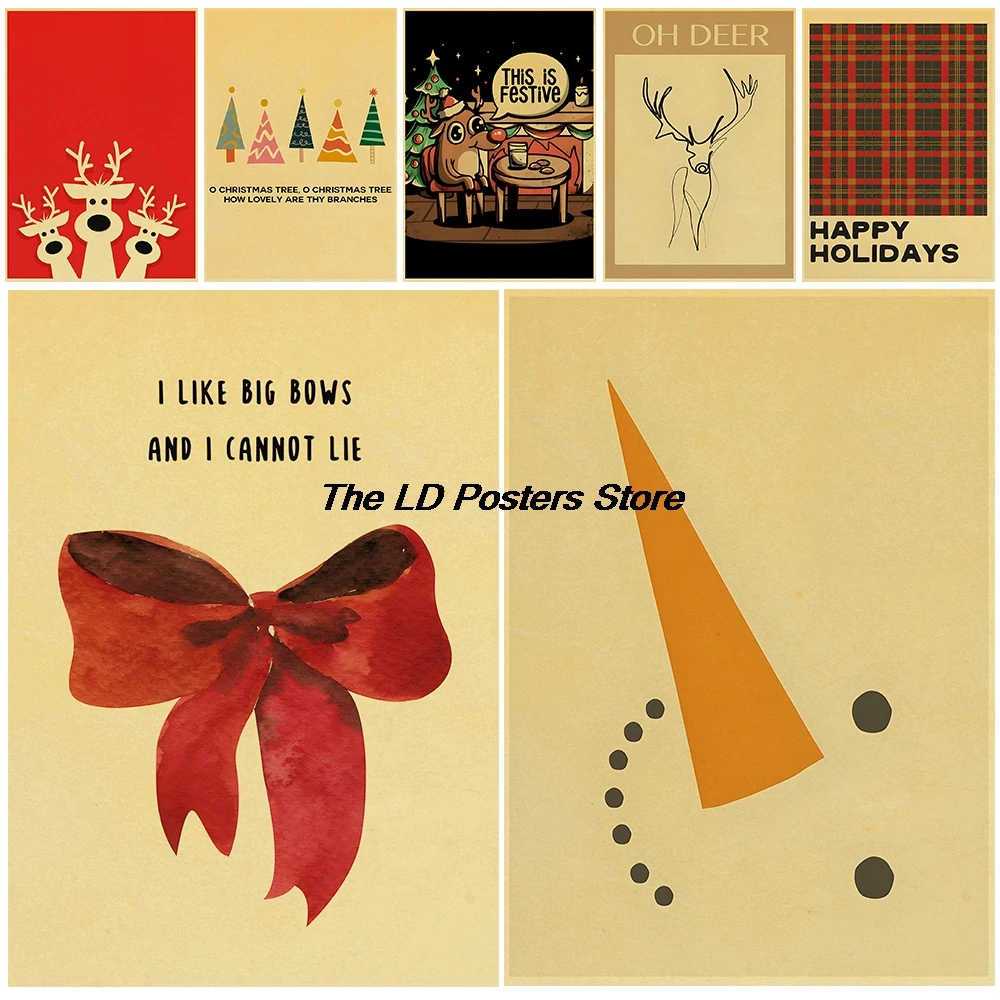 

Retro Christmas Print Kraft Paper Posters Aesthetic Harajuku Home Streetwear Room Art Living Decoration Salon Coffee Painting