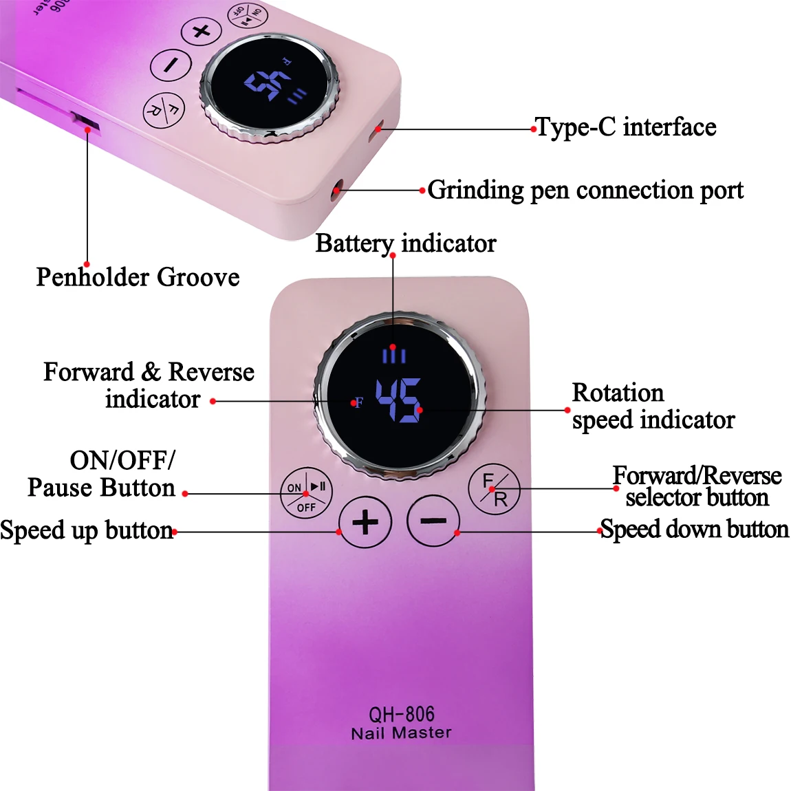 Juego de taladro de uñas profesional, máquina perforadora de lima de uñas, kit de manicura y pedicura, juego de lima de uñas para el hogar y el salón