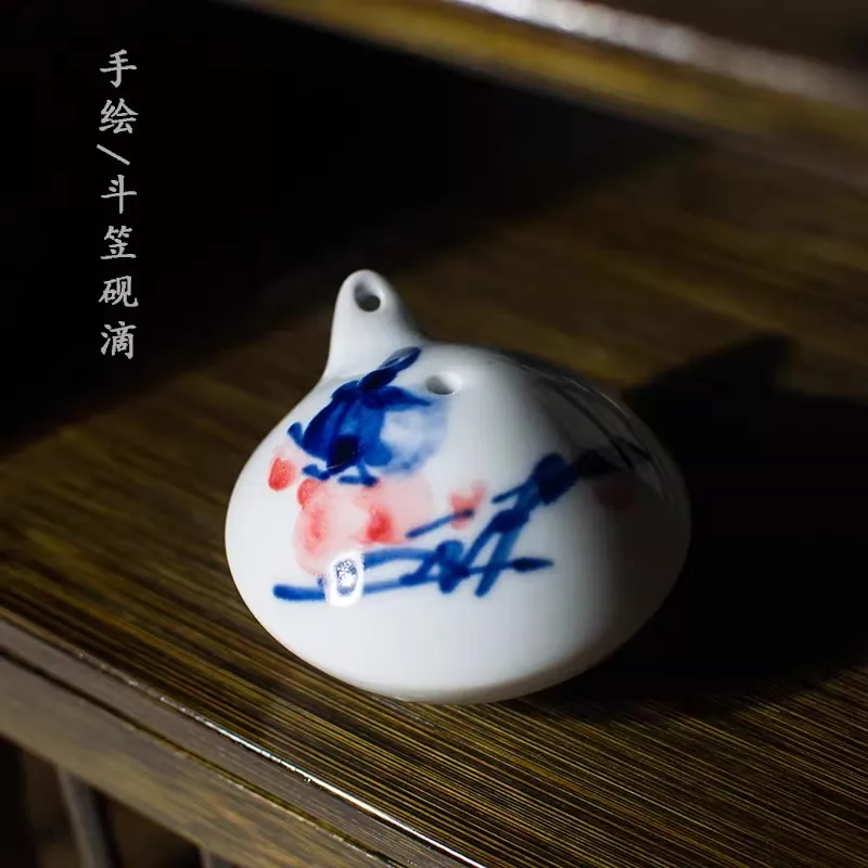 Chinese Ceramic Water Dropper for Calligraphy, Traditional Ink Stone Watering Pot with Precision Dripping