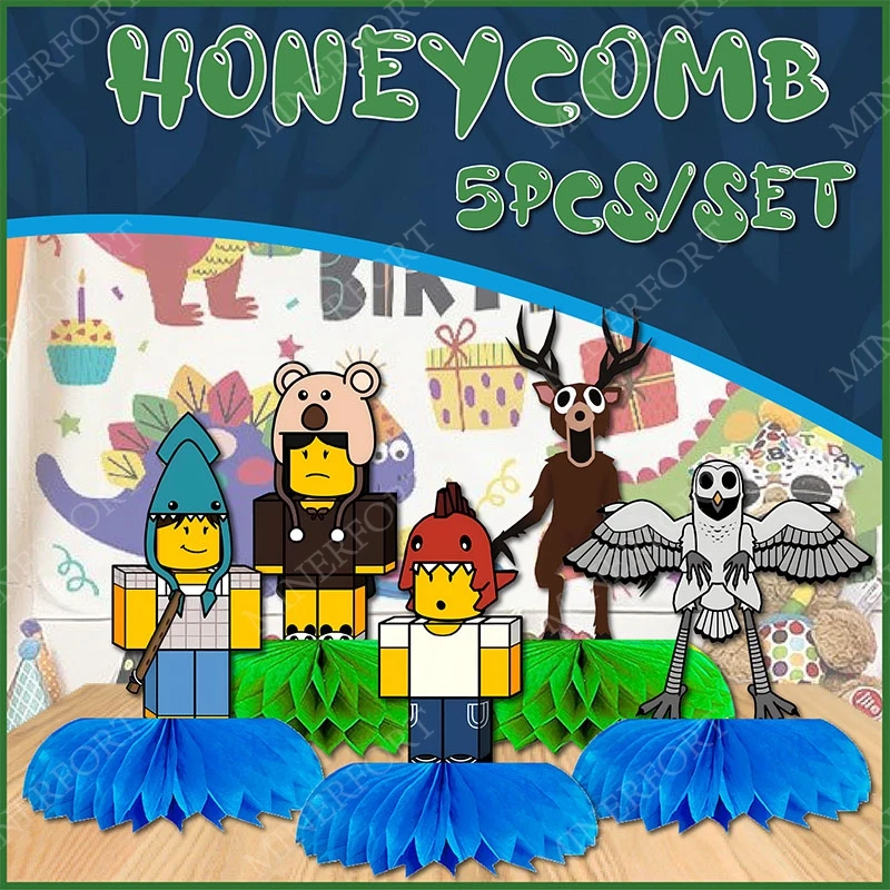 Roblox 99, Nächte im Wald, Wabenkombination, Motiv-Cartoon-Spiel, Geschirr-Set für Dekoration, Geburtstag, Babyparty, Party
