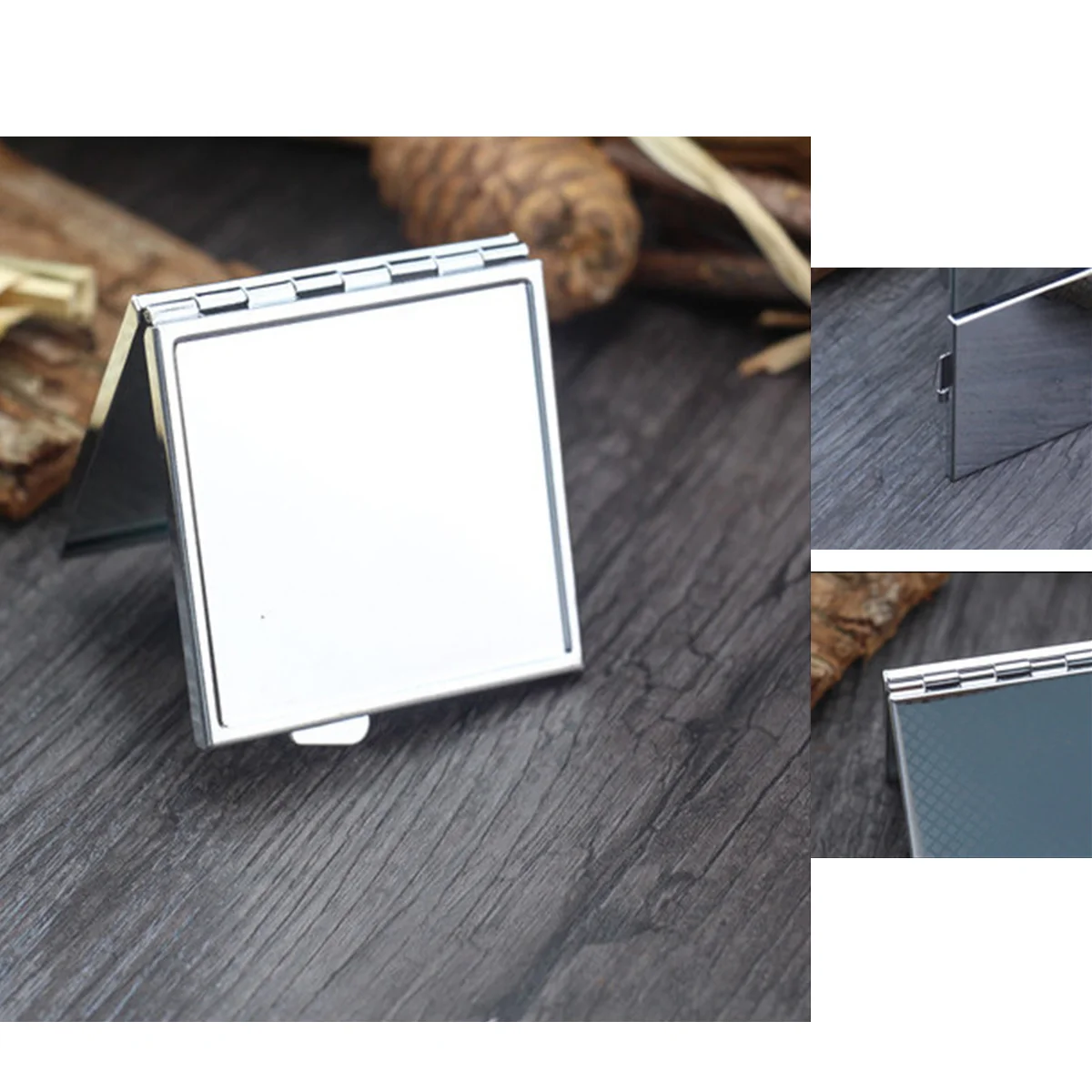 Small Portable Mirror Square Makeup Mirror with Metal Housing Folding Dual Mirror compact mirror folding mirror