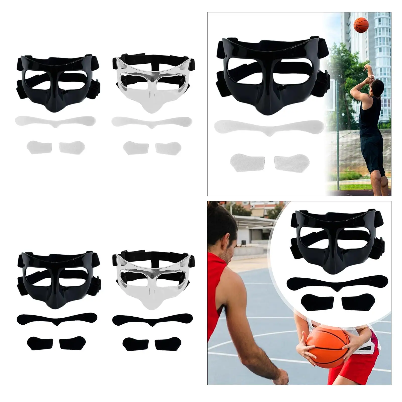 Basketball Mask Adjustable Strap Protective Shield Mask Face Mask Nose Guard for Football Softball Athletes Exercise Soccer