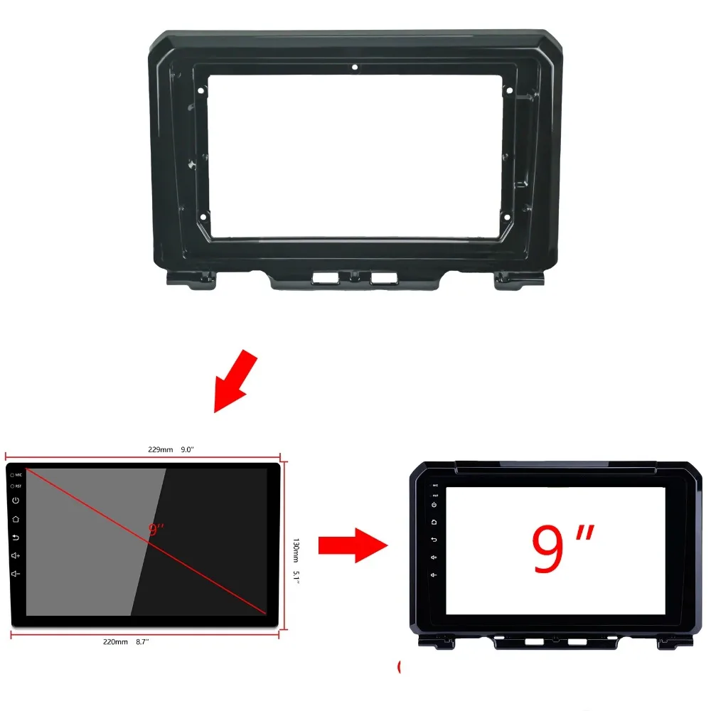 Auto Radio Video Installation Fascia Frame For SUZUKI JIMMY 2015-2019 Dashboard Refitting Panel 9 inch Dash Kit Fascia Panel