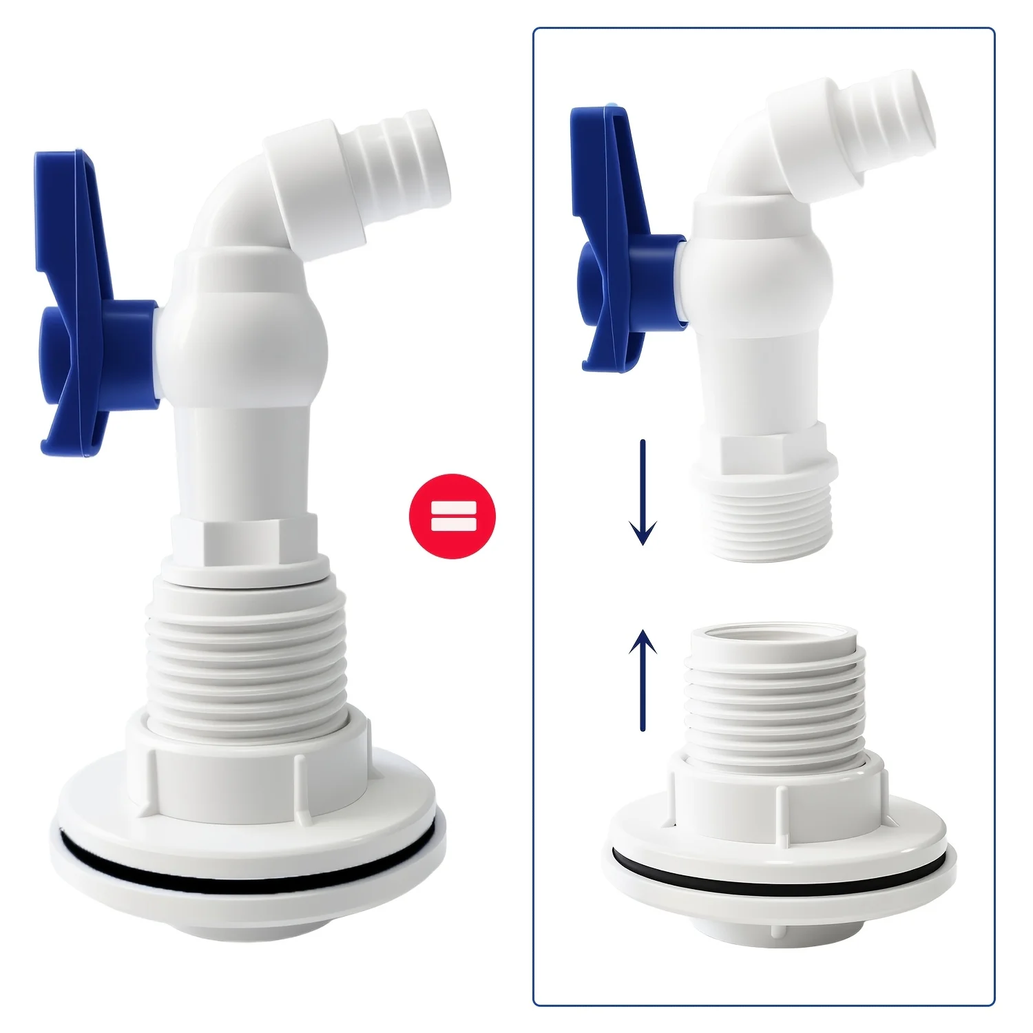 Plastic PVC Pipe Connector, Inner‑Outer Thread Tap Adapter, Hose Connector for Water Tank, Bucket, Fish Tank