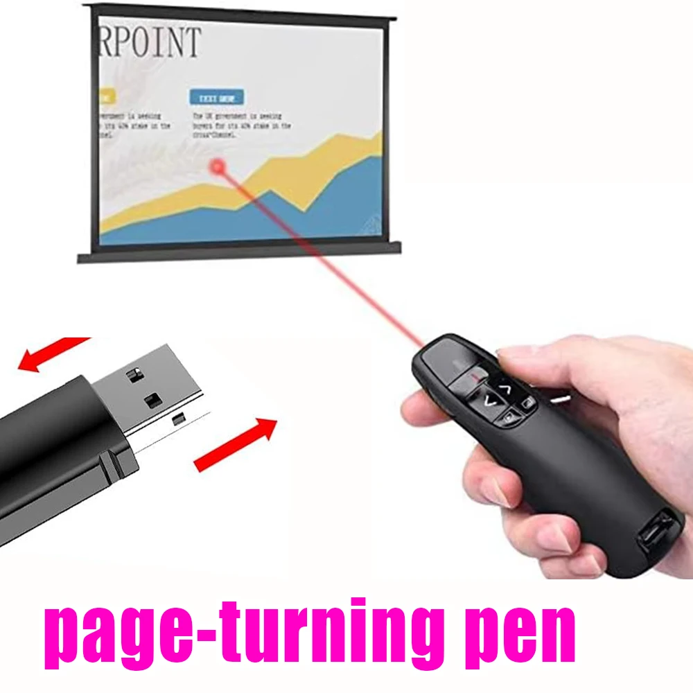 2025 NEW 2.4GHz Wireless Power Point Pen Presentation Clicker USB Remote Control Flip Presenter Pointer PPT Slide Advancer Pens