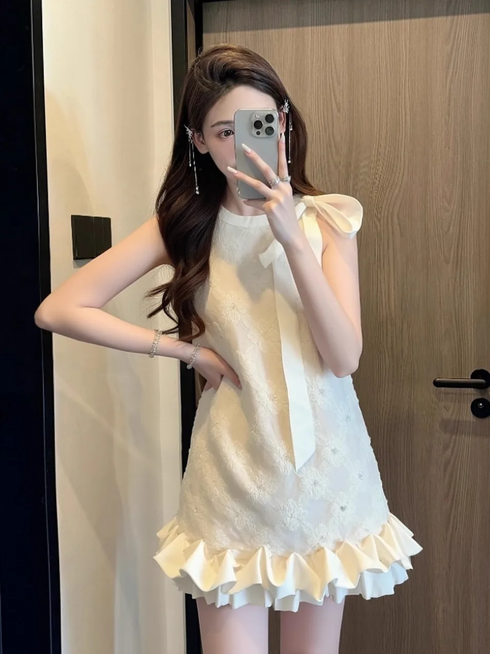 

Ele White Summer Dr Women's New 2025 Sle High Waist A-Line Gown French Sle Lace Svel Ball Gown for Ladies