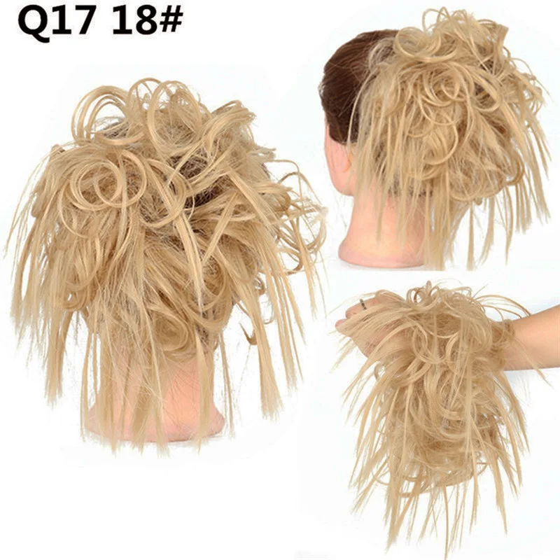 Synthetischer, unordentlicher, flauschiger Haarknoten, zerzaustes Haarteil, elastisches Band, Chignon, Haargummi, Pferdeschwanz-Erweiterungen, Haarschleife für Frauen – Detail 10