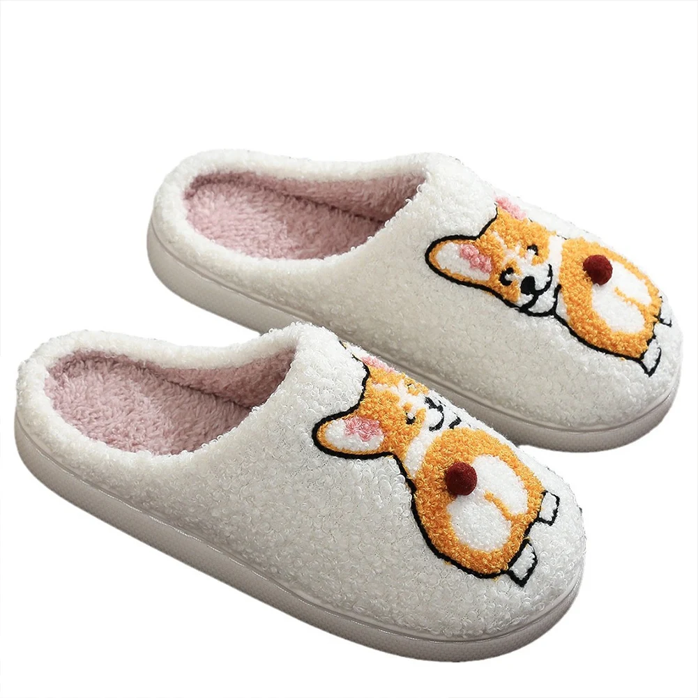 

Plush Dog Slippers Cartoon Animal Slippers Comfortable Thermal Corgi Slippers Cute Funny Corgi Dog Slippers for Indoor Bedroom