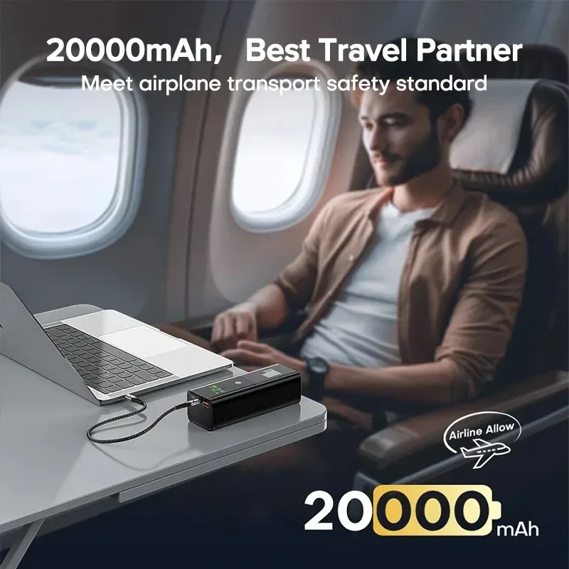 New PD100W Fast Charging Power Bank 20000mAh High Capacity Portable Charger External Spare Battery Laptop Powerbank for IPhone