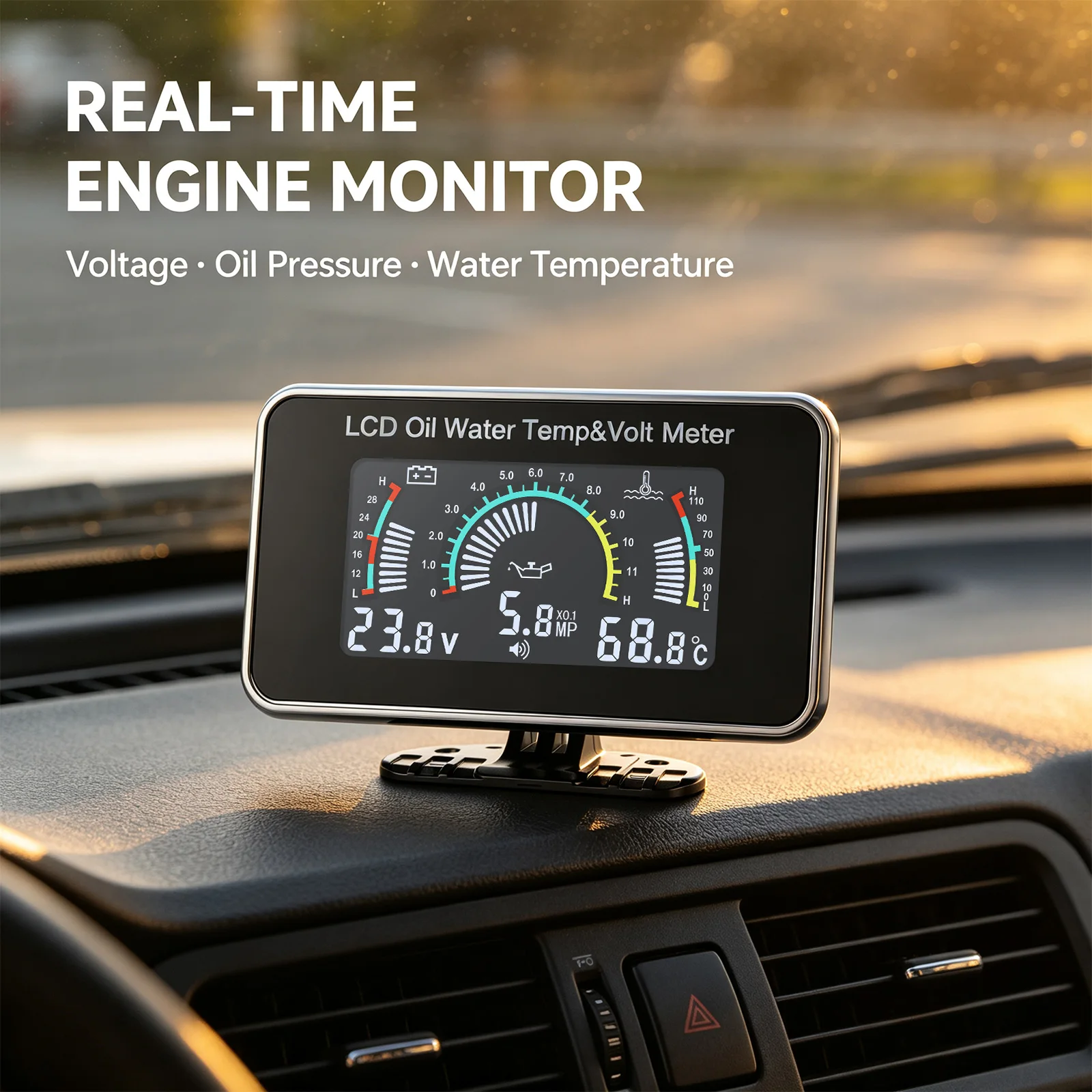 2-in-1-Auto-LCD-Anzeige, 3-in-1-Voltmeter, 4-in-1-LCD-Digital-Öldruckanzeige, Kraftstoffstand- und Temperaturanzeige, 1/8 NPT-Drucksensor – Detail 21