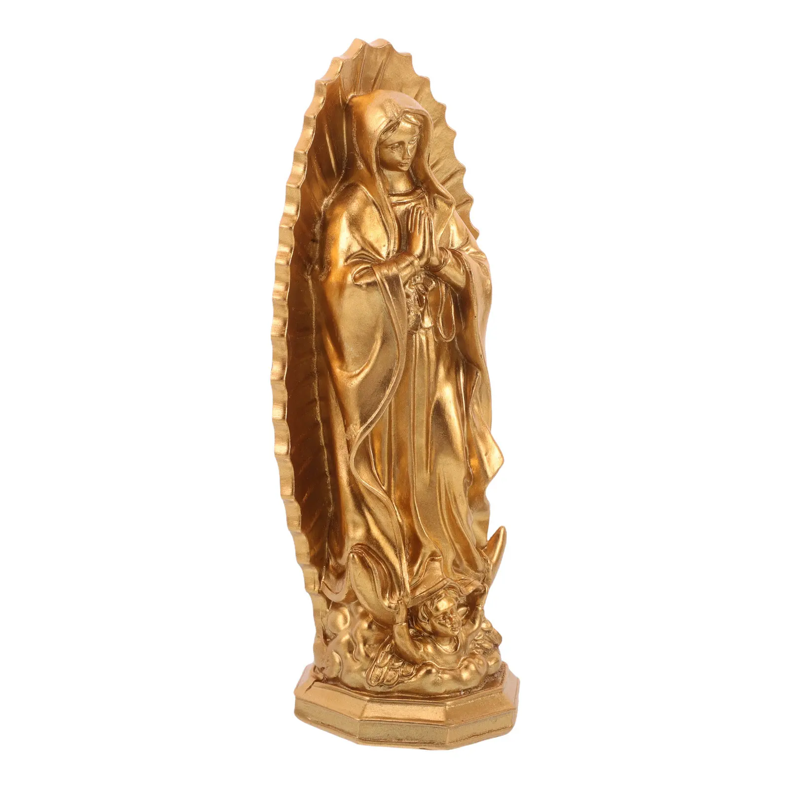 Resin Virgin Mary Statue Catholic Religious Sculpture Blessed Mother Figure Our Lady of Grace Tranquil Prayer Pose Living Room