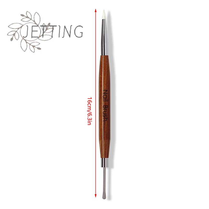 Hot Wood Double Headed Nail Art Silicone Brush Carving Flower Painting Pen DIY Manicure Tools Stainless Steel Glue Mixed Pen